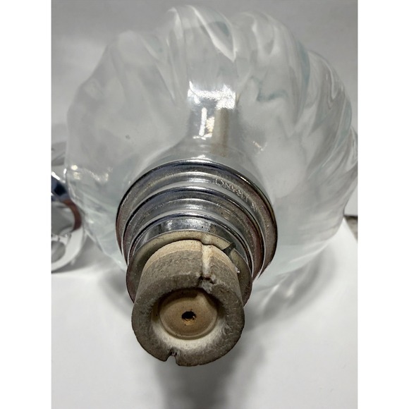 LAMPE BERGER Swirl Ribbed Clear Glass Oil Burner Lamp w/Wick Cap & Crown France - Picture 8 of 11